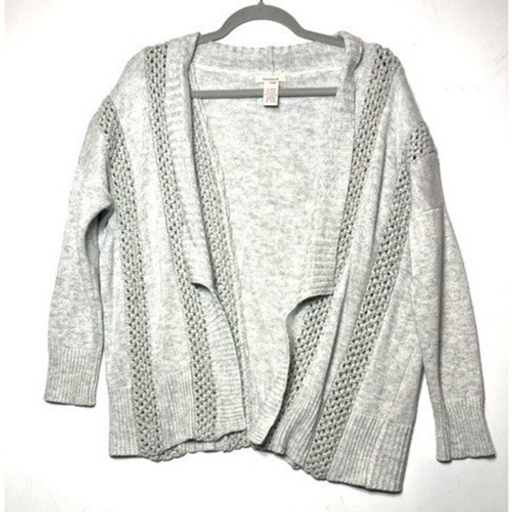 Sundance Gray Open Front Cardigan Crochet Detail Angora Blend Small